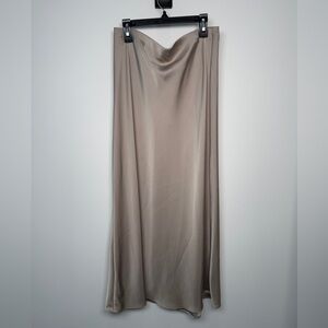 Zara Taupe Satin Maxi Skirt